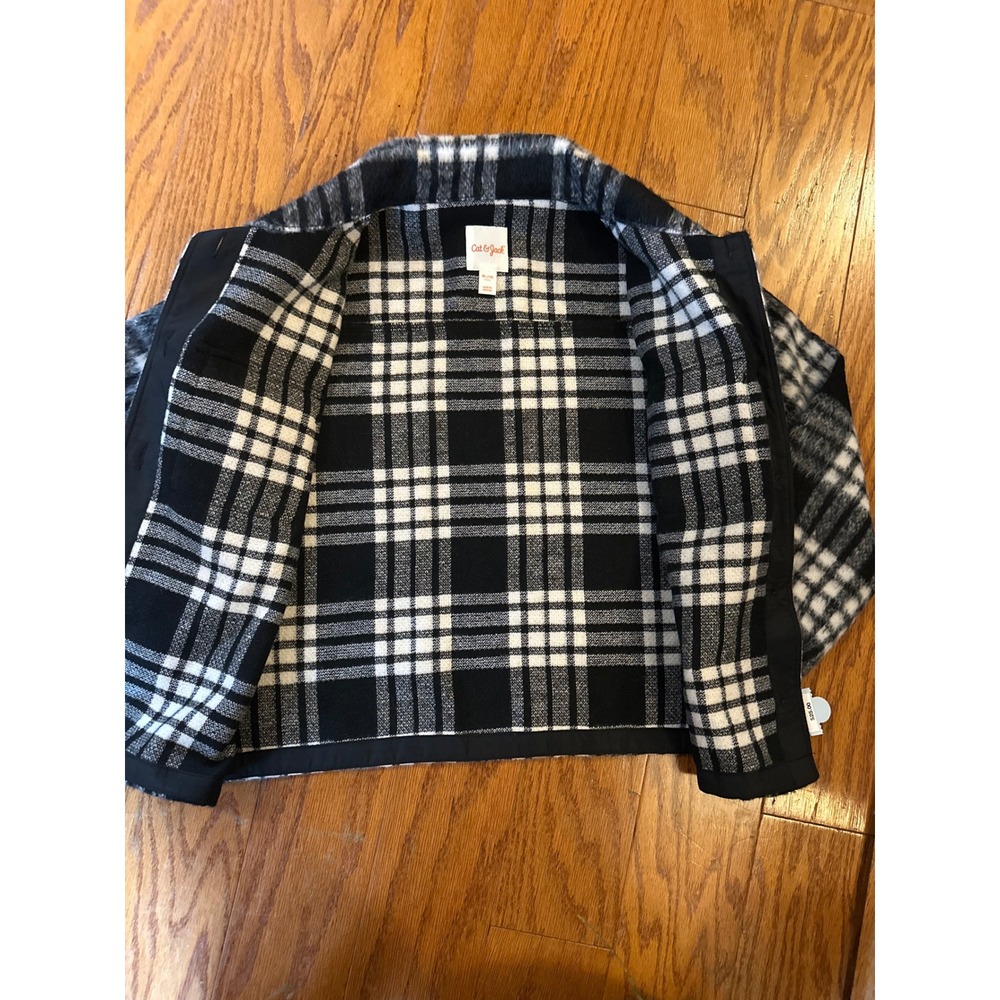 Cat & Jack Kids Black Plaid Button Front Shacket Shirt Jacket XL 14 NWT - Picture 4 of 6